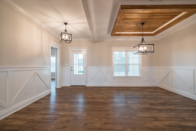 entryway featuring crown molding and dark hardwood / wood-style flooring