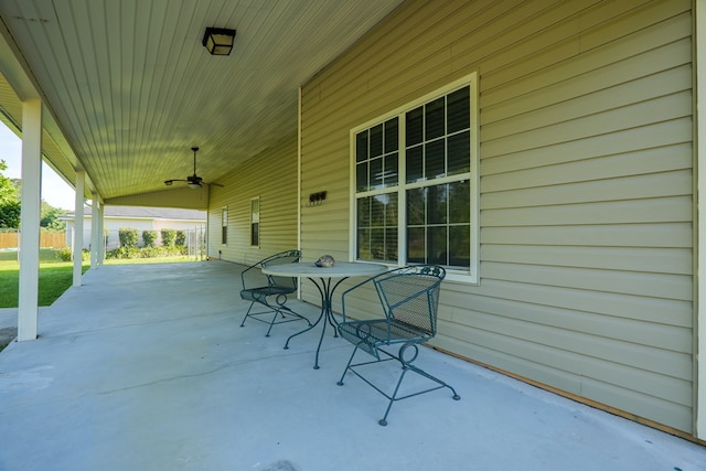 view of patio / terrace featuring ceiling fan