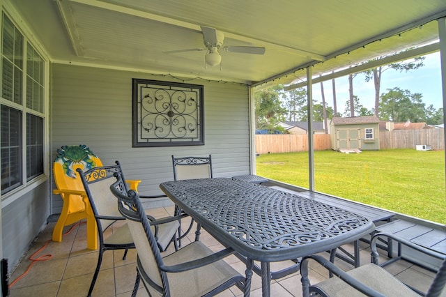 4121 Amberley Trl, Valdosta, GA 31602 - sunroom featuring ceiling fan, plenty of natural light, and outdoor dining space