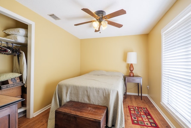 3564 River Chase Dr, Valdosta, GA 31602 - bedroom featuring wood finished floors, ceiling fan, and baseboards