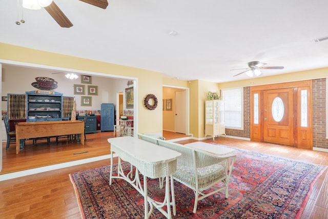 3564 River Chase Dr, Valdosta, GA 31602 - living area featuring a ceiling fan and light wood-style floors