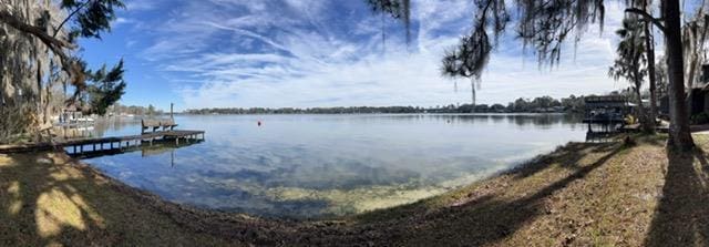 property view of water featuring a dock