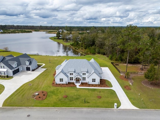 bird's eye view featuring a water view