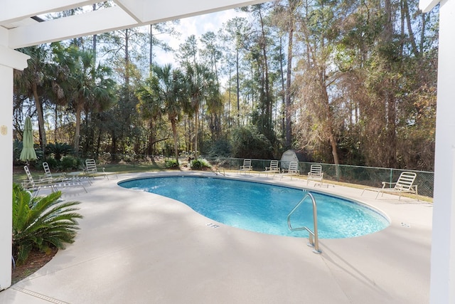 view of swimming pool featuring a patio