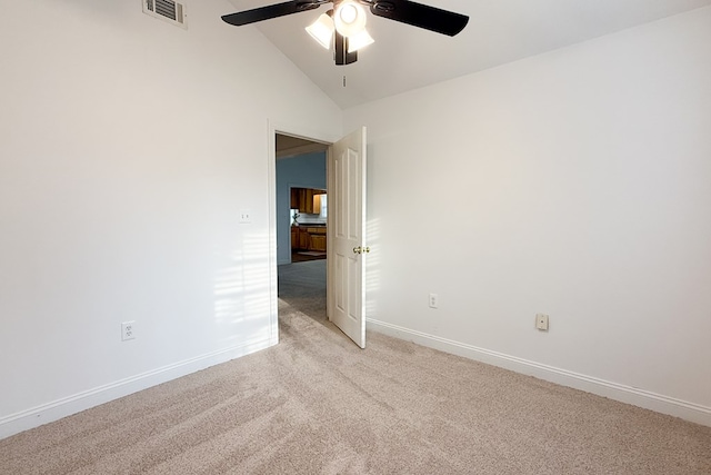 17 Ard Rd, Ray City, GA 31645 - empty room with ceiling fan, light colored carpet, baseboards, and vaulted ceiling