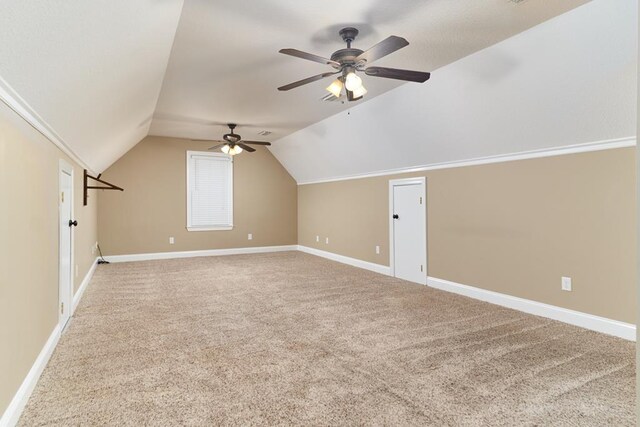5527 School House Pond Rd, Lake Park, GA 31636 - bonus room featuring carpet flooring, a ceiling fan, lofted ceiling, and baseboards