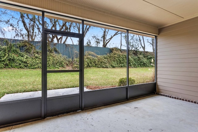 view of unfurnished sunroom