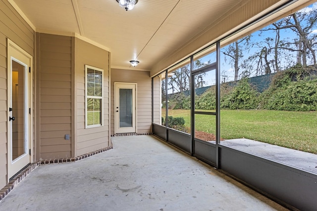 view of unfurnished sunroom