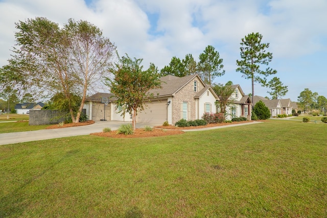 7351 Woodbend Trl, Hahira, GA 31632 - view of front facade featuring concrete driveway, an attached garage, a residential view, and brick siding