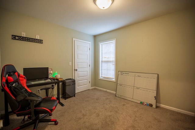 view of carpeted home office