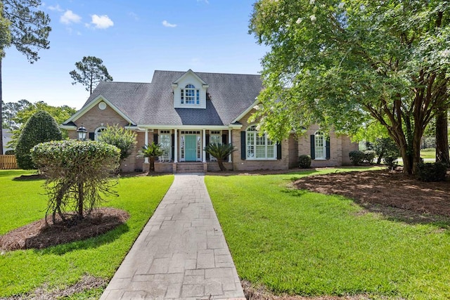 4155 Quail Run Cir, Valdosta, GA 31601 - view of front facade with brick siding, a front yard, and a shingled roof