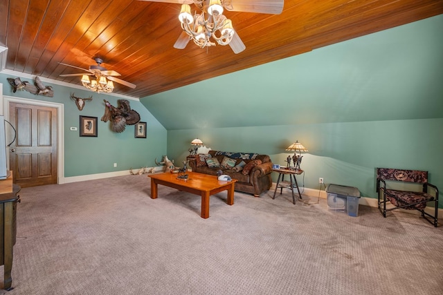 4155 Quail Run Cir, Valdosta, GA 31601 - carpeted living area with a ceiling fan, lofted ceiling, and wooden ceiling