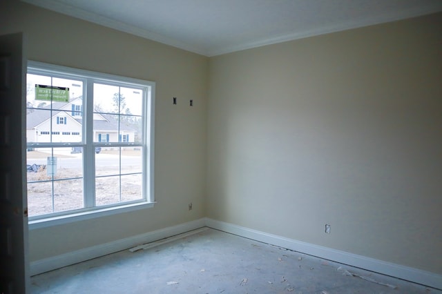 spare room featuring crown molding