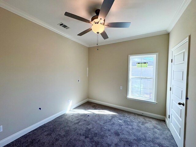 empty room with crown molding, coffered ceiling, and beam ceiling