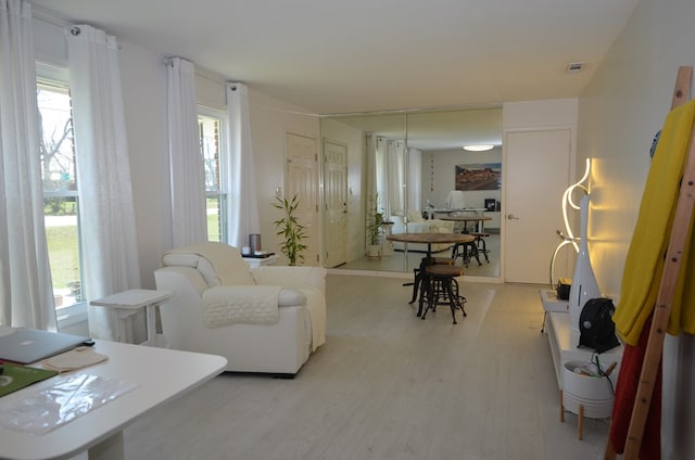 living room featuring light wood-type flooring