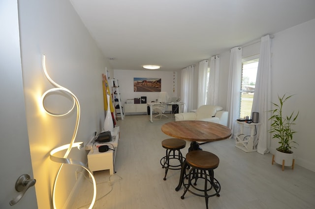 dining space featuring light hardwood / wood-style floors