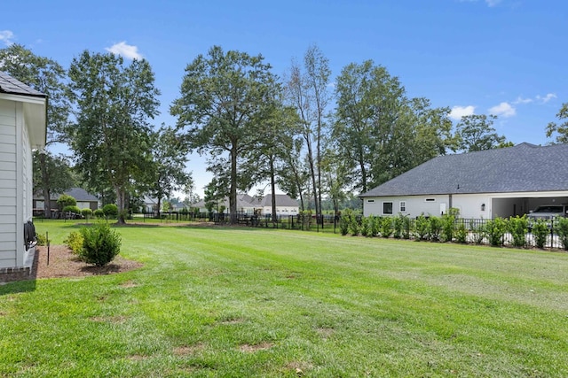 view of yard featuring fence