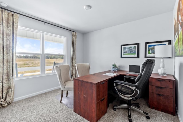 carpeted office space with baseboards