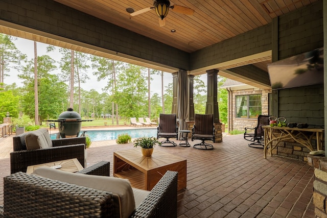 view of patio / terrace with ceiling fan