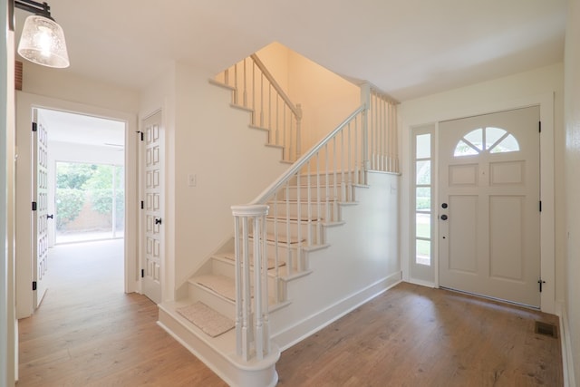 entrance foyer with wood-type flooring