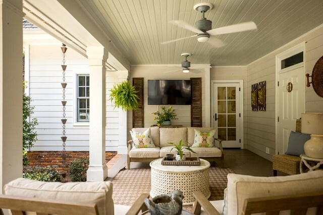 793 Lake Laurie Dr, Valdosta, GA 31605 - view of patio / terrace with an outdoor hangout area and ceiling fan