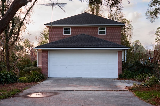 exterior space featuring a garage