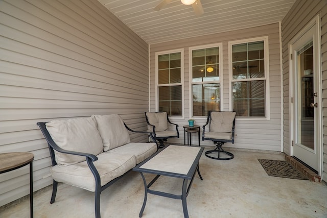 view of patio / terrace with outdoor lounge area and ceiling fan