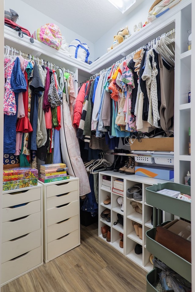 spacious closet featuring hardwood / wood-style flooring