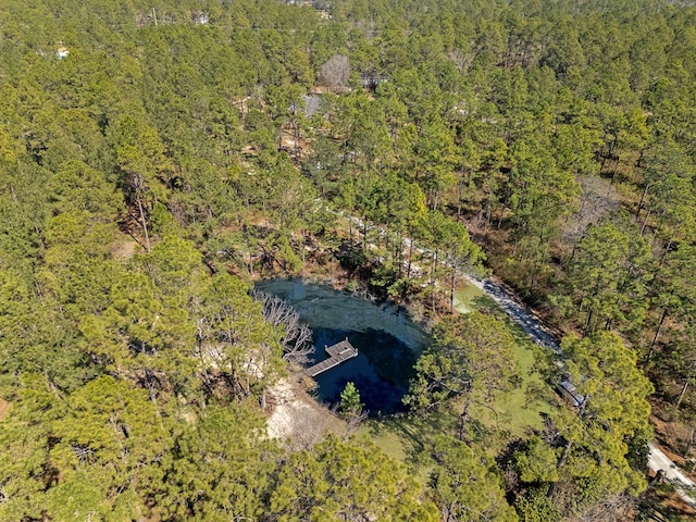 drone / aerial view featuring a view of trees