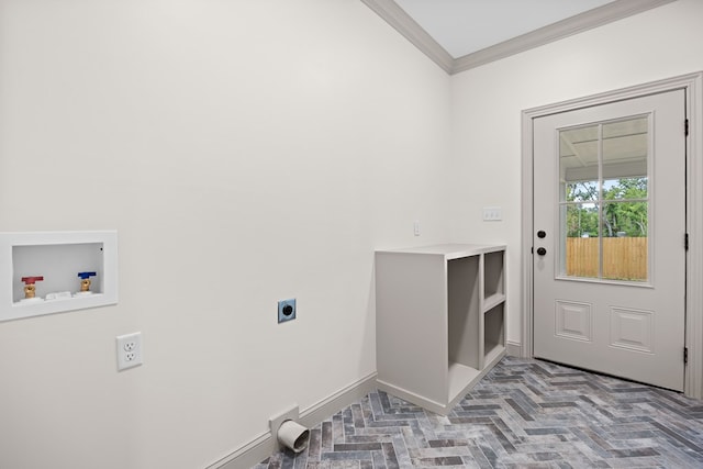 2204 N Oak St, Valdosta, GA 31602 - laundry area featuring hookup for an electric dryer, crown molding, and washer hookup