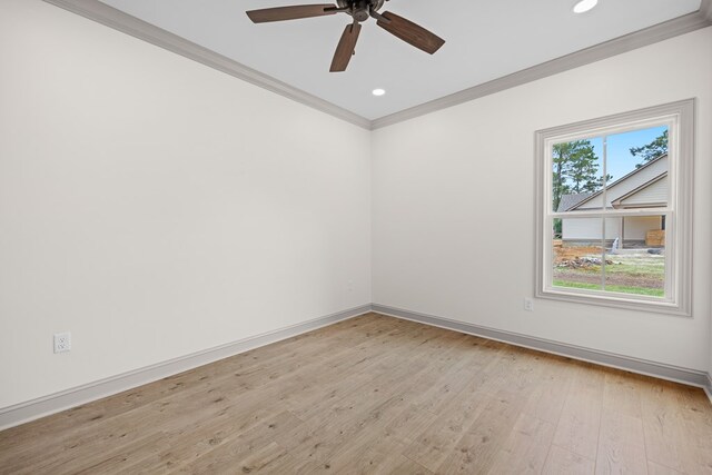 2204 N Oak St, Valdosta, GA 31602 - spare room with crown molding, ceiling fan, light wood-style flooring, and recessed lighting