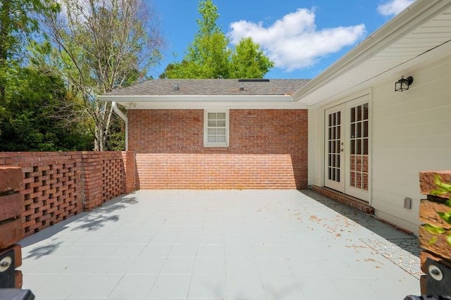 view of patio featuring french doors