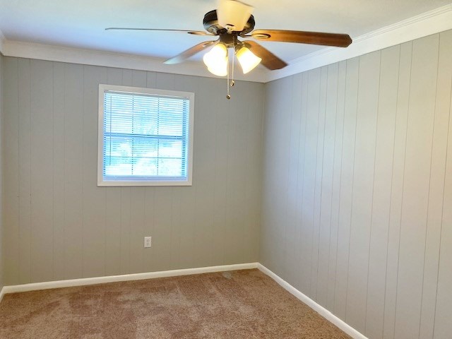 619 Lakeview Dr, Adel, GA 31620 - carpeted spare room featuring ceiling fan and crown molding