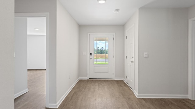 doorway featuring hardwood / wood-style floors