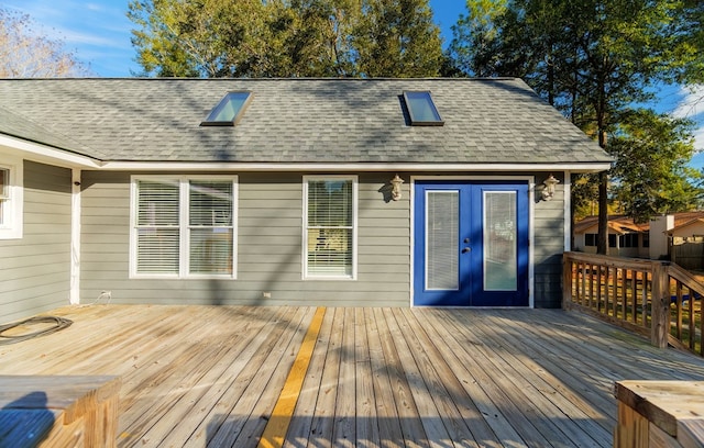 wooden deck with french doors