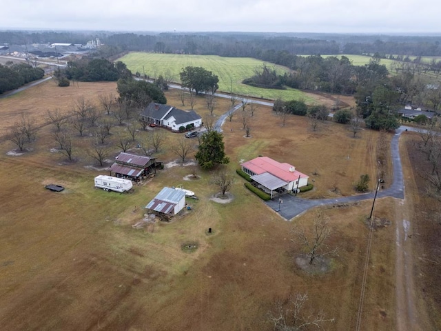 drone / aerial view with a rural view