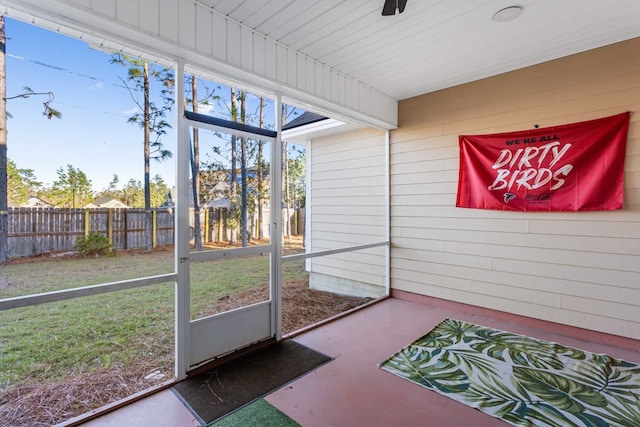 view of unfurnished sunroom