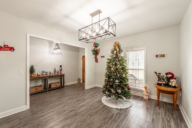 interior space with dark hardwood / wood-style flooring