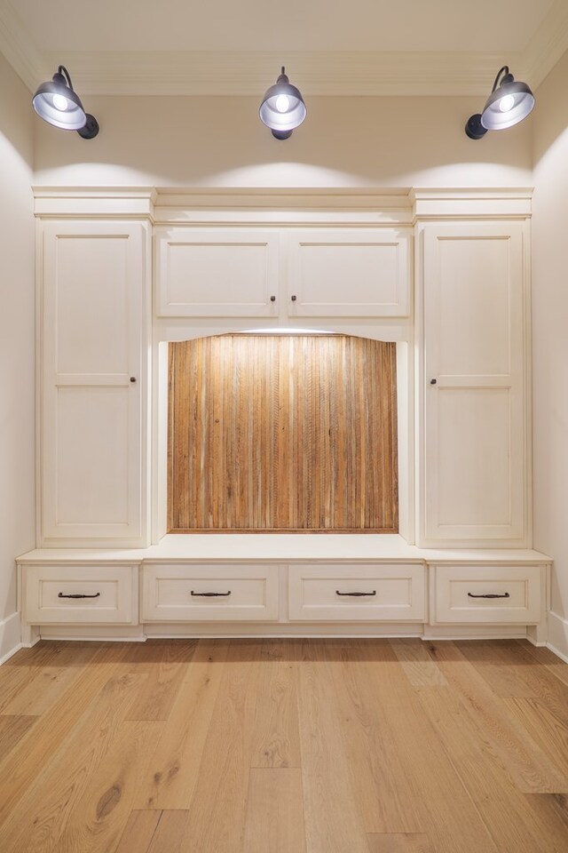 mudroom featuring light wood-type flooring