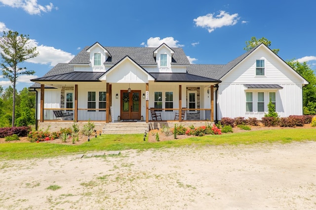 4310 Old Quitman Hwy, Valdosta, GA 31601 - modern farmhouse featuring a standing seam roof, board and batten siding, and metal roof