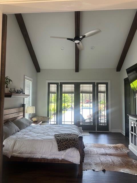 35 Tyler Rd, Naylor, GA 31641 - bedroom with beam ceiling, access to outside, french doors, wood finished floors, and baseboards