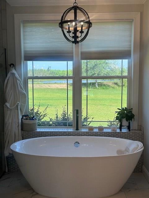 35 Tyler Rd, Naylor, GA 31641 - full bathroom featuring a freestanding tub and a chandelier