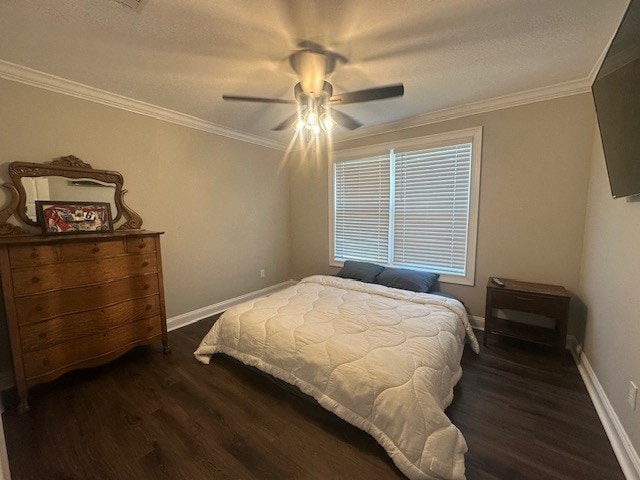 35 Tyler Rd, Naylor, GA 31641 - bedroom featuring dark wood finished floors, crown molding, baseboards, and ceiling fan