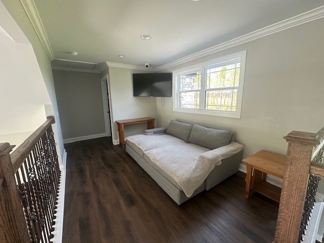 35 Tyler Rd, Naylor, GA 31641 - living area with dark wood finished floors, baseboards, ornamental molding, and recessed lighting