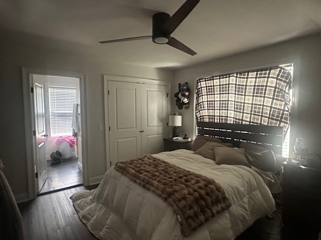 35 Tyler Rd, Naylor, GA 31641 - bedroom with a closet, wood finished floors, a ceiling fan, and baseboards