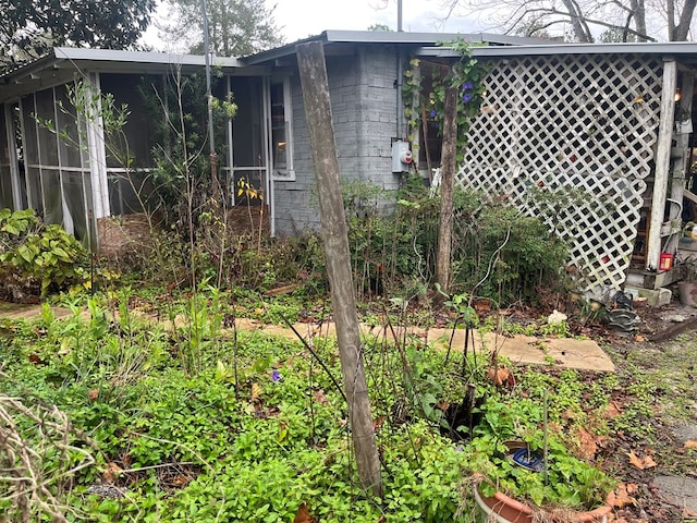 view of yard featuring a sunroom