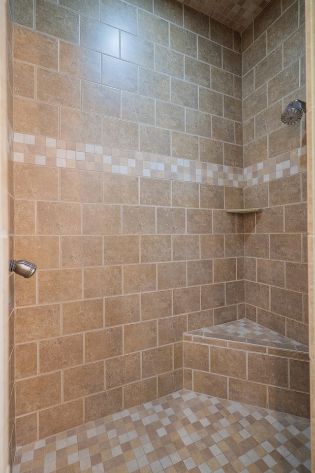 bathroom with a tile shower