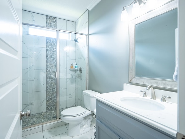 3956 Crusader Ct, Valdosta, GA 31605 - bathroom featuring marble finish floors, vanity, and a shower stall