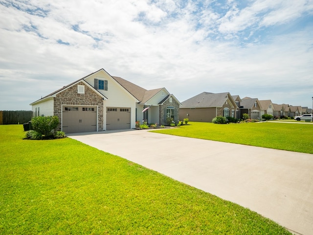 3956 Crusader Ct, Valdosta, GA 31605 - craftsman house with driveway, stone siding, a front lawn, and a residential view
