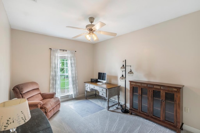 561 Sevilla Spring Cir, Lake Park, GA 31636 - office area featuring carpet, baseboards, and a ceiling fan